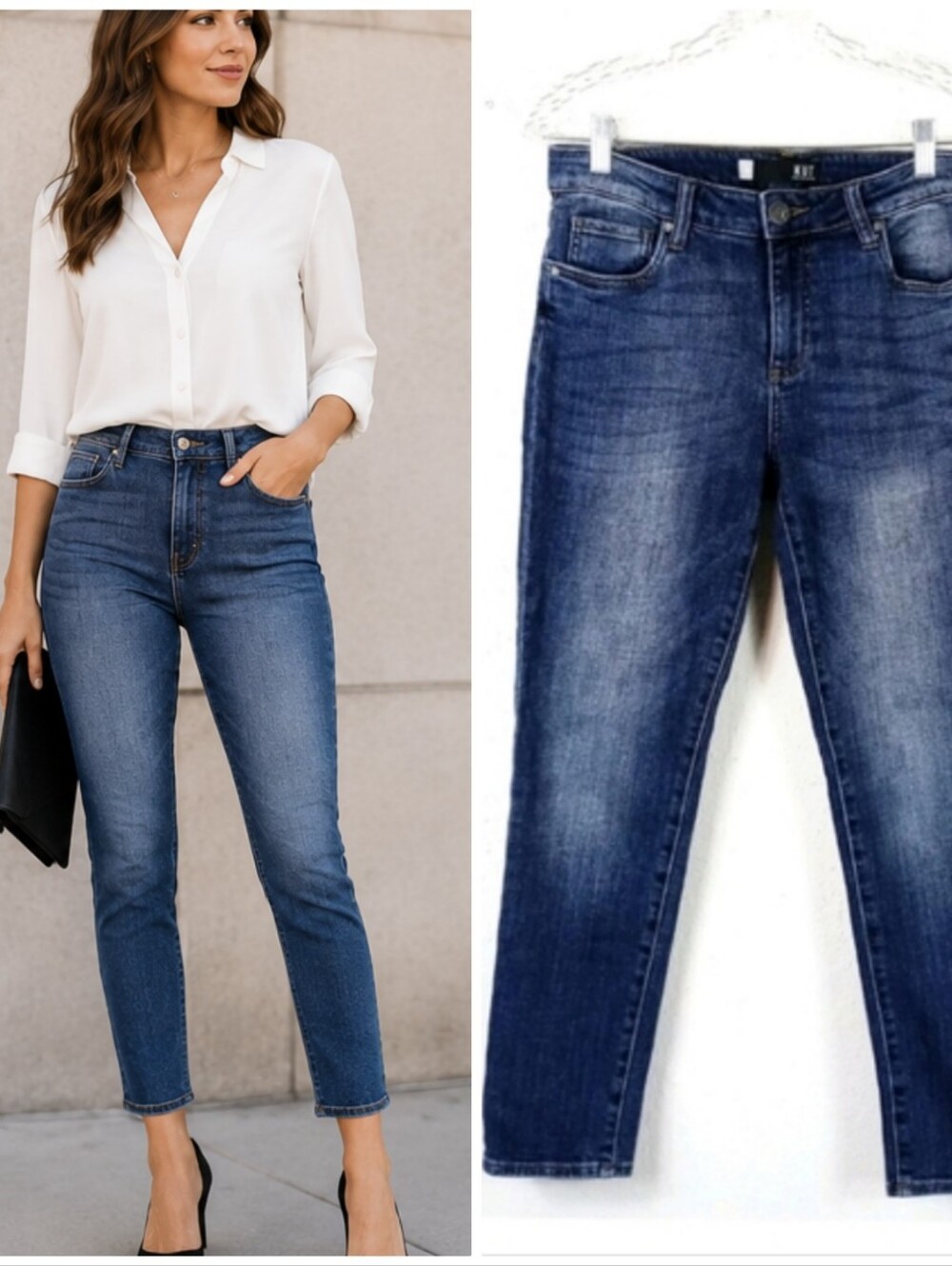 KUT From the Kloth Diana High Rise Cigarette Leg Blue Denim Jeans